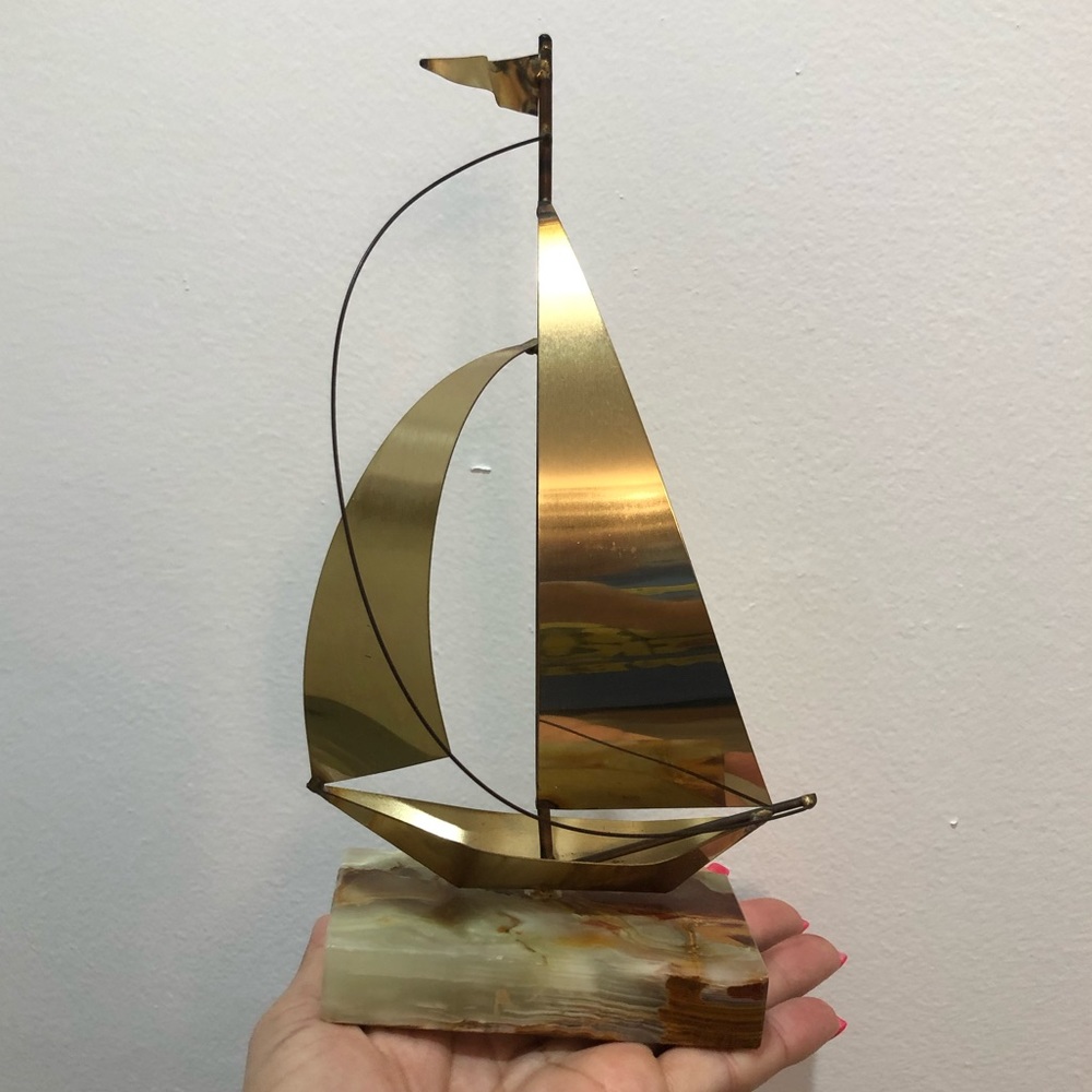 Brass & Marble Boat decor
